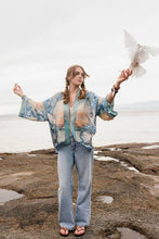 Load image into Gallery viewer, Market of Stars Peace Out Cropped Kimono Pixie Duster with Doves and Sunrise