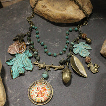 Load image into Gallery viewer, The Primitive Peddler Just A Bit Squirrely Charm'd Necklace