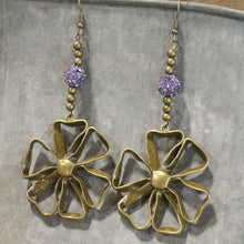 Load image into Gallery viewer, The Primitive Peddler Blooming Purple Lilies Dangle Earrings