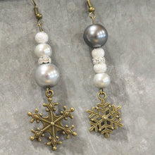 Load image into Gallery viewer, The Primitive Peddler Snowflakes Falling Classy Dangle Earrings