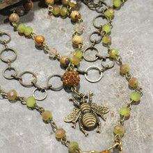 Load image into Gallery viewer, The Primitive Peddler Buzzing Along Olive Layered Necklace