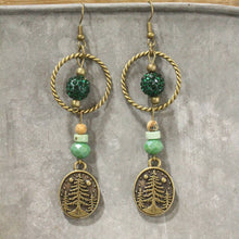 Load image into Gallery viewer, The Primitive Peddler Pine Patches Dangle Earrings