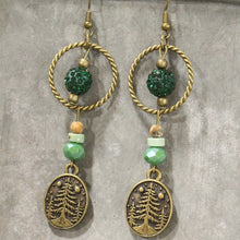 Load image into Gallery viewer, The Primitive Peddler Pine Patches Dangle Earrings