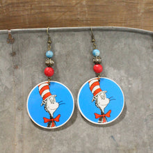 Load image into Gallery viewer, The Primitive Peddler The Cat In The Hat Dr. Seuss Dangle Drop Earrings
