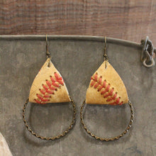Load image into Gallery viewer, The Primitive Peddler Leather & Thread Baseball Earrings