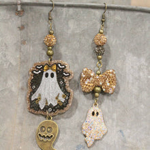 Load image into Gallery viewer, The Primitive Peddler Ghostly BOO Dangle Earrings