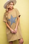 Load image into Gallery viewer, Easel Star Patch Mineral Washed T Shirt Dress