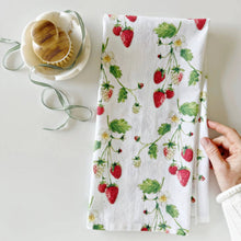 Load image into Gallery viewer, Emily Lex Studio Strawberry cotton flour sack tea towel