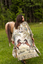 Load image into Gallery viewer, Market of Stars Born to Run Opera Duster Kimono Robe w/ Horse & Flower Print
