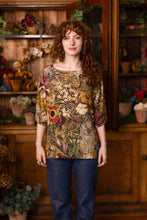 Load image into Gallery viewer, Market of Stars Golden Hour Luxe Tee Floral Tunic Shirt with Swallow