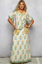 Load image into Gallery viewer, Pol Clothing Floral Pattern V-Neck Short Sleeve Roomy Fit Top