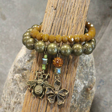 Load image into Gallery viewer, The Primitive Peddler Buzzing Along Olive Bracelet Set
