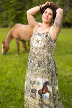 Load image into Gallery viewer, Market of Stars Born To Run Bohéme Long Maxi Slip Dress w/ Horse & Plaid
