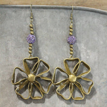 Load image into Gallery viewer, The Primitive Peddler Blooming Purple Lilies Dangle Earrings