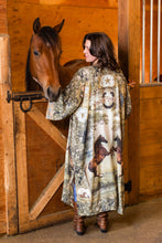 Load image into Gallery viewer, Market of Stars Born to Run Opera Duster Kimono Robe w/ Horse & Flower Print