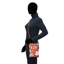 Load image into Gallery viewer, Aunschka Mini Double Zip Travel Crossbody Crimson Garden