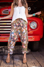 Load image into Gallery viewer, Market of Stars Love Language Linen Cropped Artist Pant w/ Flowers