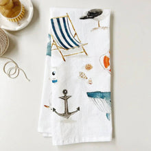 Load image into Gallery viewer, Emily Lex Studio Seaside cotton flour sack tea towel