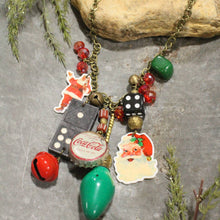 Load image into Gallery viewer, The Primitive Peddler Vintage Coca Cola Santa & More Charm'd Necklace