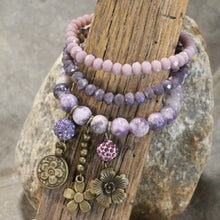 Load image into Gallery viewer, The Primitive Peddler Blooming Purple Lilies Bracelet Set