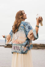 Load image into Gallery viewer, Market of Stars Peace Out Cropped Kimono Pixie Duster with Doves and Sunrise