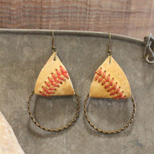 Load image into Gallery viewer, The Primitive Peddler Leather & Thread Baseball Earrings