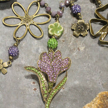 Load image into Gallery viewer, The Primitive Peddler Blooming Purple Lilies Layered Necklace
