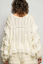 Load image into Gallery viewer, Pol Clothing Eyelet Ruffle Raw Edge Trim Lace Solid Knit Top