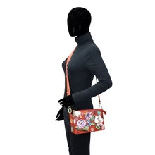 Load image into Gallery viewer, Anuschka Triple Compartment Crossbody Crimson Garden