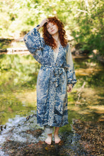 Load image into Gallery viewer, Market of Stars Let The Light In Opera Duster Kimono Robe Blue Delft Toile