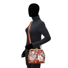Load image into Gallery viewer, Anuschka Medium Frame Crossbody Crimson Garden
