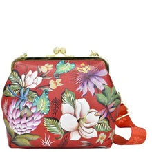 Load image into Gallery viewer, Anuschka Medium Frame Crossbody Crimson Garden