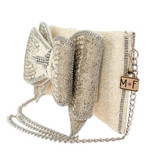 Load image into Gallery viewer, Mary Frances Fancy Bow Beaded Ivory Bow Crossbody Clutch