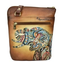 Load image into Gallery viewer, Anuschka Organizer Crossbody With Extended Side Zipper Elephant Mandala
