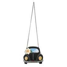 Load image into Gallery viewer, Mary Frances On the Road Black Car White Flower Beaded Crossbody Handbag