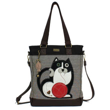 Load image into Gallery viewer, Chala Work Tote Fat Cat Black Stripe