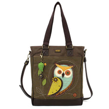 Load image into Gallery viewer, Chala Work Tote Owl A Olive Stripe