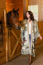 Load image into Gallery viewer, Market of Stars Born to Run Opera Duster Kimono Robe w/ Horse & Flower Print