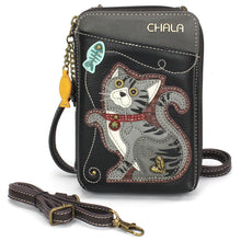 Load image into Gallery viewer, Chala Wallet Crossbody Gray Tabby Cat Black
