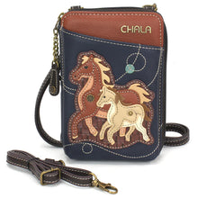 Load image into Gallery viewer, Chala Wallet Crossbody Horse Family Navy