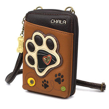 Load image into Gallery viewer, Chala Wallet Crossbody Pawprint Brown