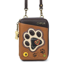 Load image into Gallery viewer, Chala Wallet Crossbody Pawprint Brown