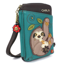 Load image into Gallery viewer, Chala Wallet Crossbody Sloth Turquoise