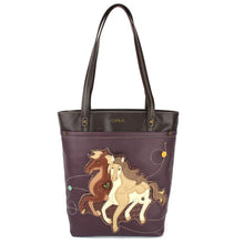 Load image into Gallery viewer, Chala Deluxe Everyday Tote Horses Plum
