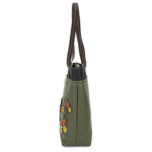 Load image into Gallery viewer, Chala Deluxe Everyday Tote Monarch Butterfly Olive