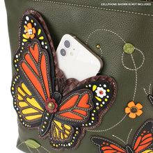 Load image into Gallery viewer, Chala Deluxe Everyday Tote Monarch Butterfly Olive