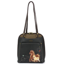 Load image into Gallery viewer, Chala Convertible Backpack Purse Horse Family Black
