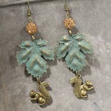 Load image into Gallery viewer, The Primitive Peddler Just A Bit Squirrely Dangle Earrings