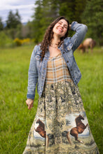 Load image into Gallery viewer, Market of Stars Born To Run Bohéme Long Maxi Slip Dress w/ Horse & Plaid