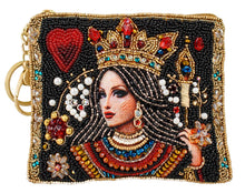 Load image into Gallery viewer, Mary Frances The Queen Playing Card Beaded Coin Purse